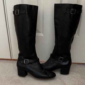 Franco Sarto Black Heeled Knee-High Boots